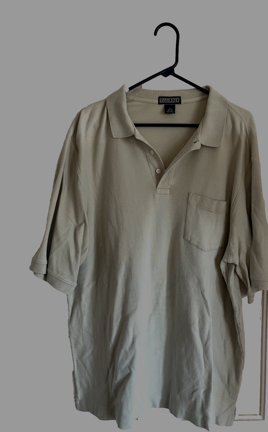 Men's Tan Short Sleeve X-Large {PREOWNED} Polo Shirt by Lands End