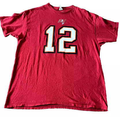 Preowned - Tampa Bay Buccaneers- Tom Brady #12 Player T-Shirt - NFL Team Apparel - Preowned