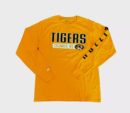 Missouri Tigers Mens Gold Long Sleeve T-Shirt by Russell Athletics - Size M