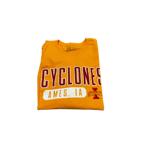 Iowa State Cyclones {Brand New} Gold Long Sleeve T-shirt by Russell Athletics