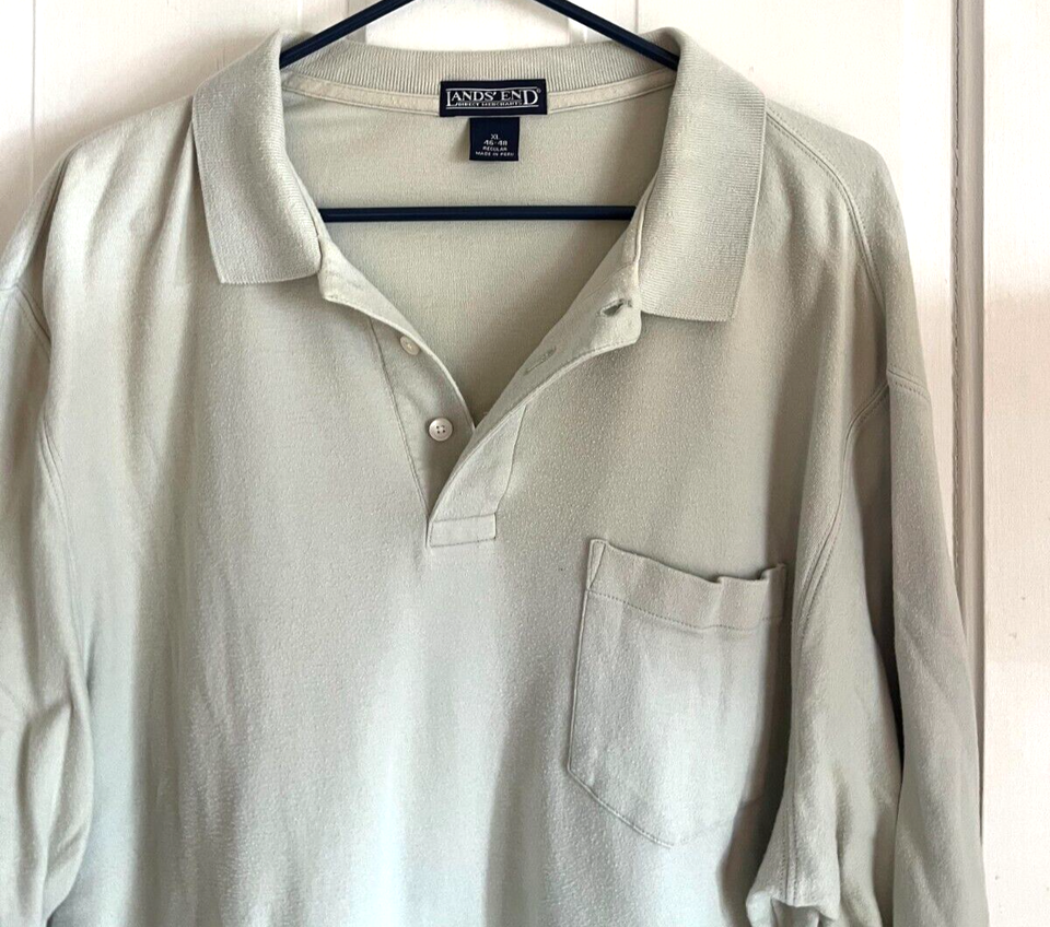 Men's Tan Short Sleeve X-Large {PREOWNED} Polo Shirt by Lands End