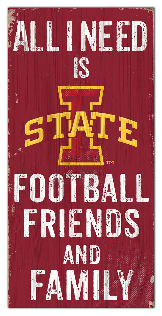 Iowa State Cyclones 6" x 12" Football Friends and Family Distressed Sign by Fan Creations