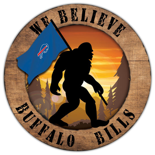 Buffalo Bills We Believe Bigfoot 12" Round Wooden Sign by Fan Creations