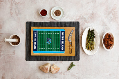 Rhode Island Rams - Icon Glass Top Cutting Board & Knife Set by Picnic Time