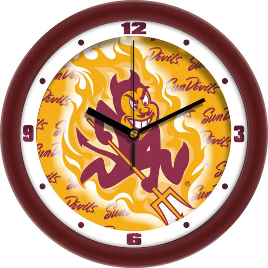 Arizona State Sun Devils Dimension Wall Clock, 11.5" diameter, durable plastic frame, mineral glass window, team colors.