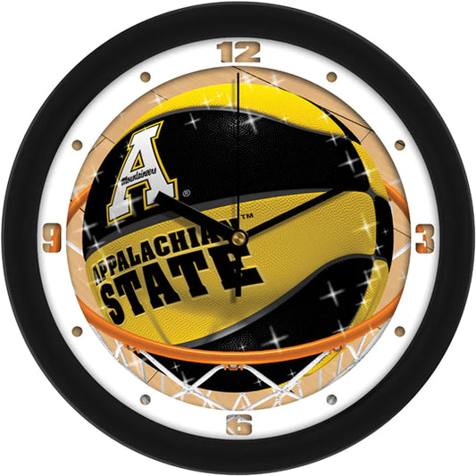 Appalachian State Mountaineers Slam Dunk Basketball Design Wall Clock by Suntime