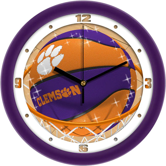 Clemson Tigers Slam Dunk Basketball Design Wall Clock by Suntime