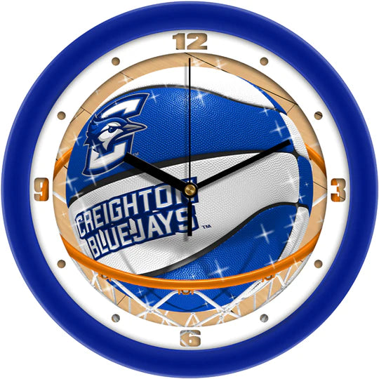 Creighton Bluejays Slam Dunk Basketball Design Wall Clock by Suntime