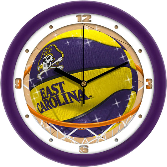 East Carolina Pirates Slam Dunk Basketball Design Wall Clock by Suntime