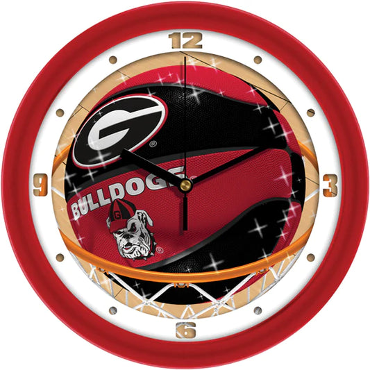 Georgia Bulldogs Slam Dunk Basketball Design Wall Clock by Suntime