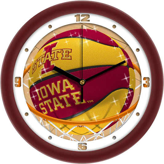 Iowa State Cyclones Slam Dunk Basketball Design Wall Clock by Suntime