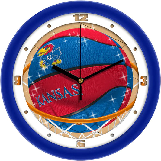 Kansas Jayhawks Slam Dunk Basketball Design Wall Clock by Suntime