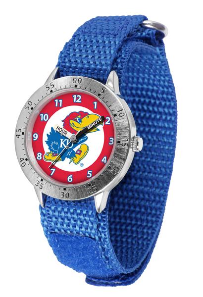 Kansas Jayhawks kids' wristwatch featuring team logo, adjustable strap, and easy-to-read dial for young fans.