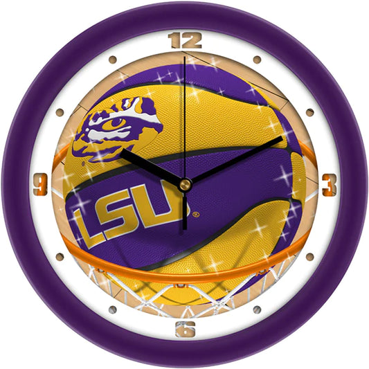 LSU Tigers Slam Dunk Basketball Design Wall Clock by Suntime