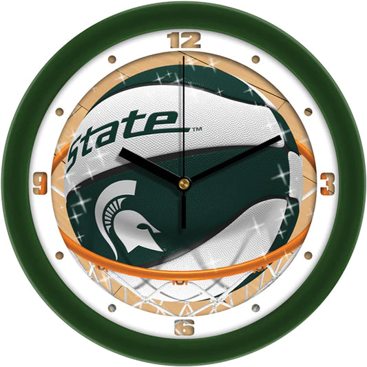 Michigan State Spartans Slam Dunk Basketball Design Wall Clock by Suntime