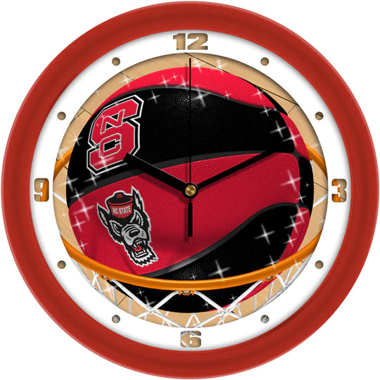 North Carolina State Wolfpack Slam Dunk Basketball Design Wall Clock by Suntime