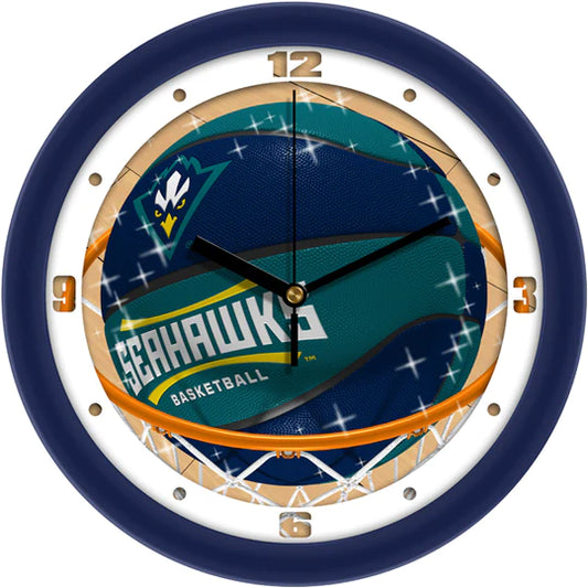 North Carolina Wilmington Seahawks Slam Dunk Basketball Design Wall Clock by Suntime