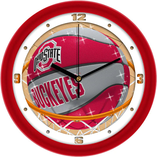Ohio State Buckeyes Slam Dunk Basketball Design Wall Clock by Suntime