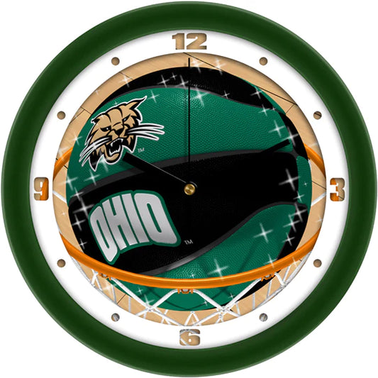 Ohio University Bobcats Slam Dunk Basketball Design Wall Clock by Suntime