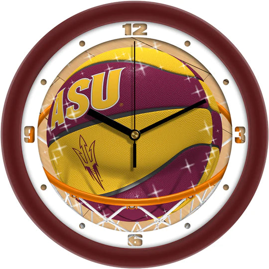 Arizona State Sun Devils Slam Dunk Basketball Design Wall Clock by Suntime