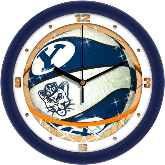 Brigham Young {BYU} Cougars Slam Dunk Basketball Design Wall Clock by Suntime