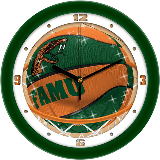 Florida A&M Rattlers Slam Dunk Basketball Design Wall Clock by Suntime