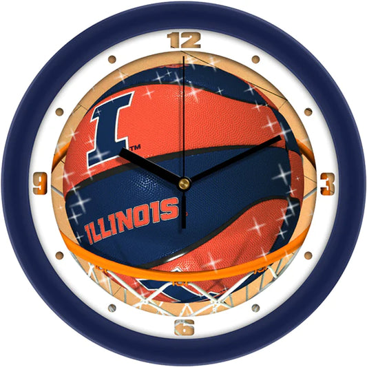 Illinois Fighting Illini Slam Dunk Basketball Design Wall Clock by Suntime