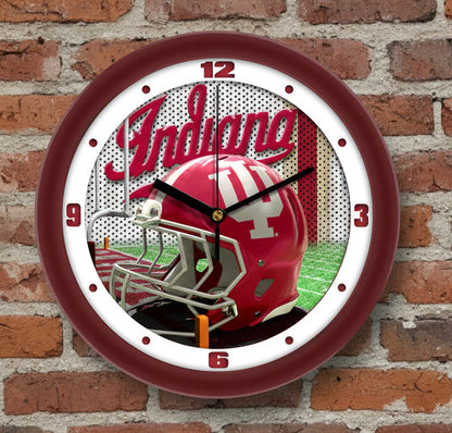 Indiana Hoosiers NCAA football helmet wall clock 11.5-inch on a brick wall