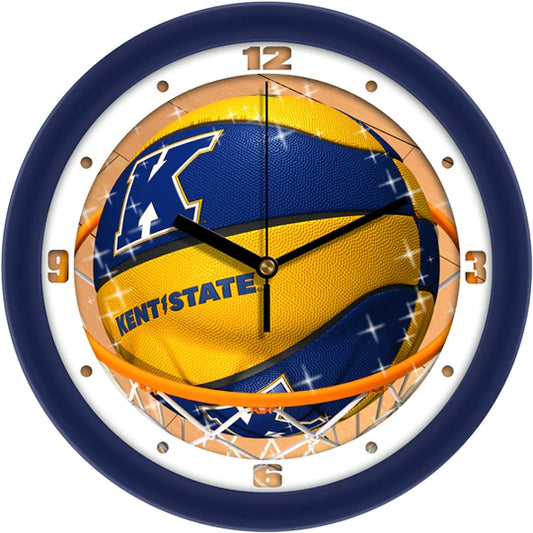 Kent State Golden Flashes Slam Dunk Basketball Design Wall Clock by Suntime