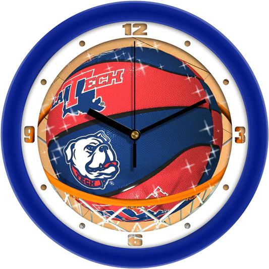 Louisiana Tech Bulldogs Slam Dunk Basketball Design Wall Clock by Suntime