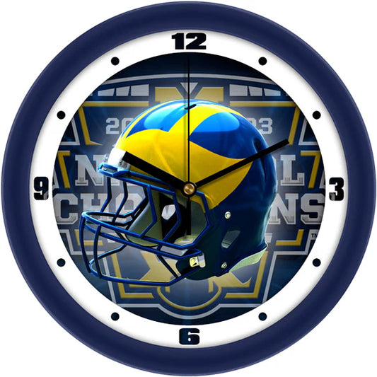 Michigan Wolverines 11.5" 2023 Champions Football Helmet Design Wall Clock by Suntime