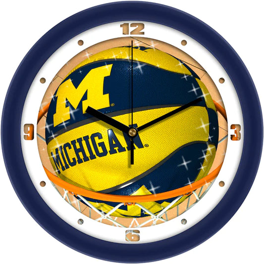 Michigan Wolverines Slam Dunk Basketball Design Wall Clock by Suntime
