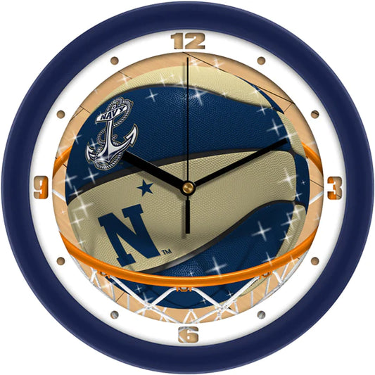 Naval Academy Midshipmen Slam Dunk Basketball Design Wall Clock by Suntime