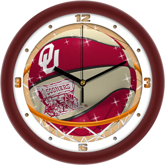 Oklahoma Sooners Slam Dunk Basketball Design Wall Clock by Suntime