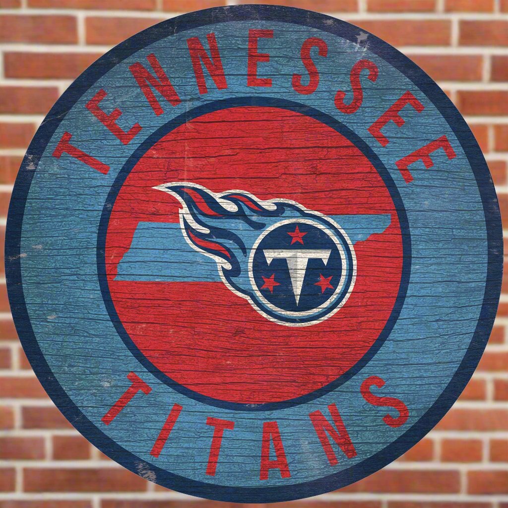 Tennessee Titans 12" Round Distressed Sign with State by Fan Creations