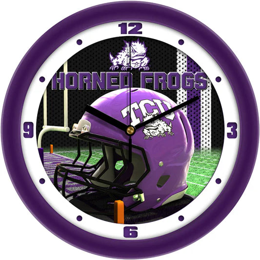 Texas Christian (TCU) Horned Frogs 11.5" Football Helmet Design Wall Clock by Suntime