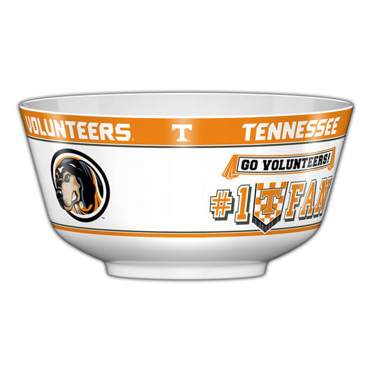 Tennessee Volunteers All JV Party Bowl with bold team colors, durable melamine construction, and food-safe design, measures 11.75 x 6 inches.