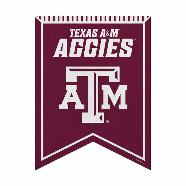 Texas A&M Aggies 18"x24" felt NCAA pennant banner featuring vibrant graphics on durable felt.