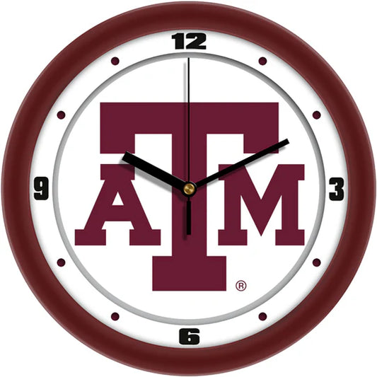 Texas A&M Aggies NCAA 11.5" wall clock with team colors, quartz movement, and mineral glass crystal for clear visibility.