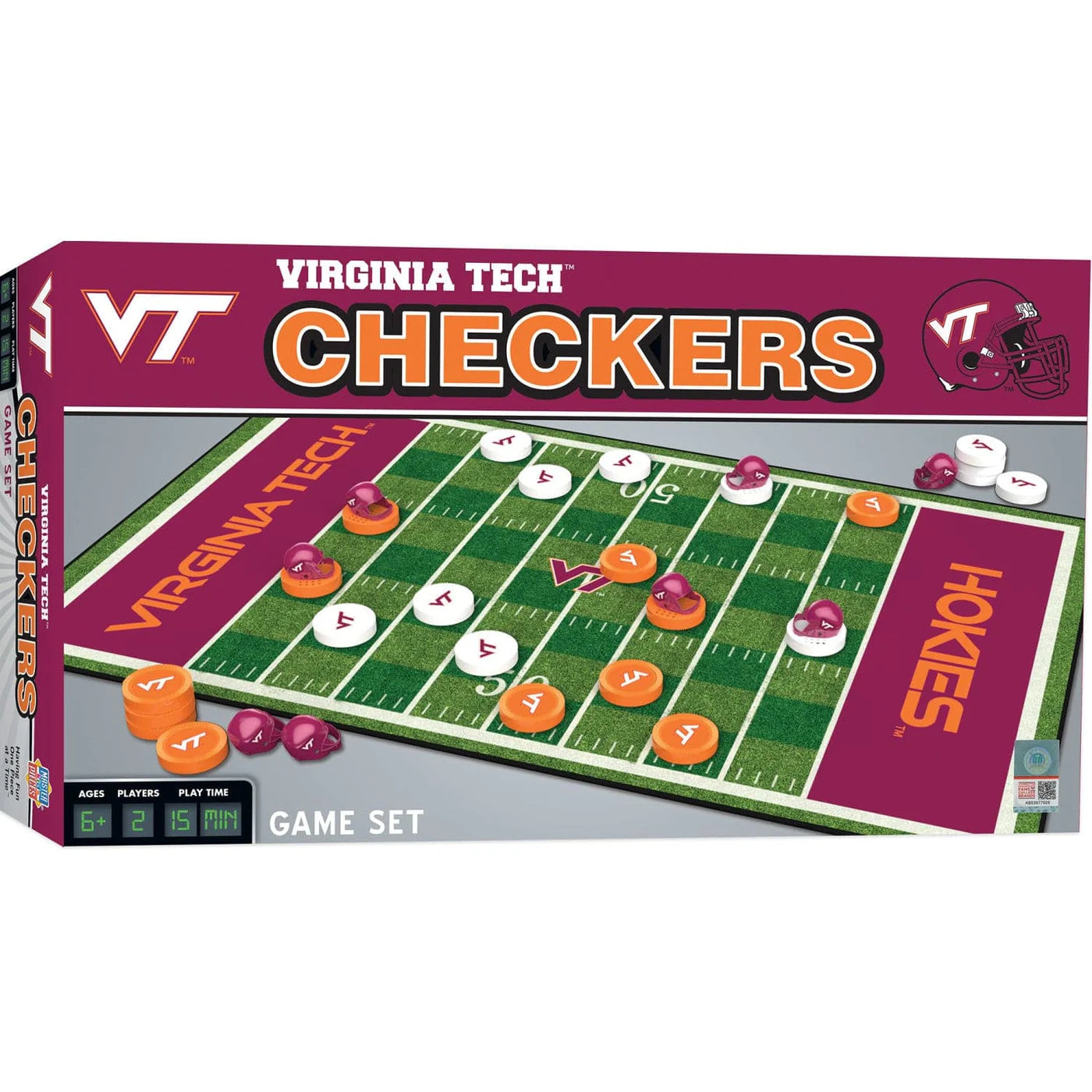 Virginia Tech Hokies NCAA checkers board game by MasterPieces, official team-themed game for ages 6 and up.