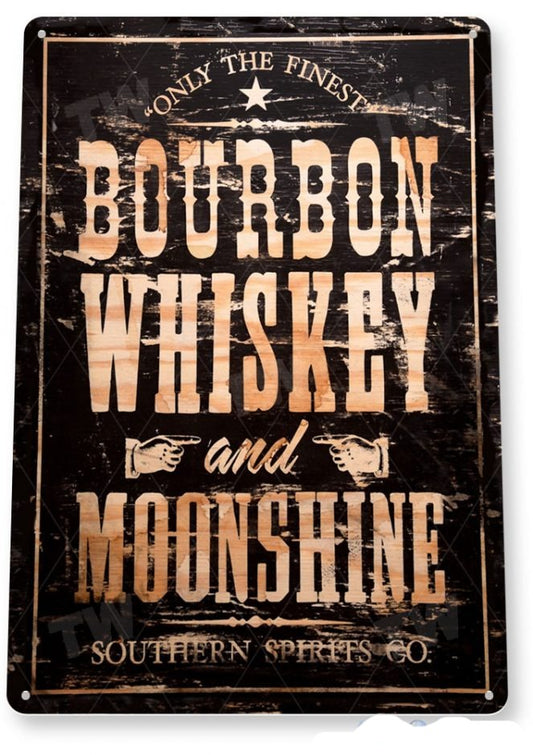 Bourbon Whiskey Distressed Metal Tin Sign - A025