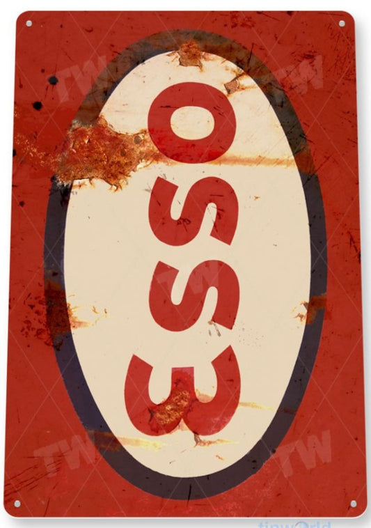 Esso Gas-Oil Distressed Metal Tin Sign Sign A062