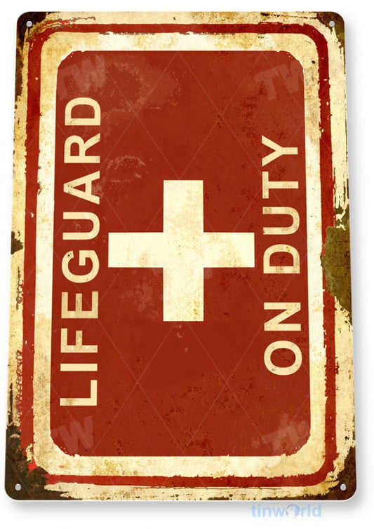 Lifeguard On-Duty Metal Tin Sign C858