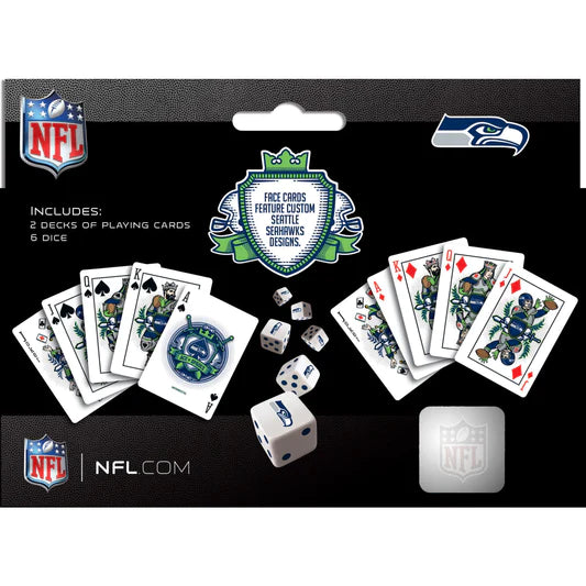 Seattle Seahawks - 2-Pack Playing Cards & Dice Set by Masterpieces