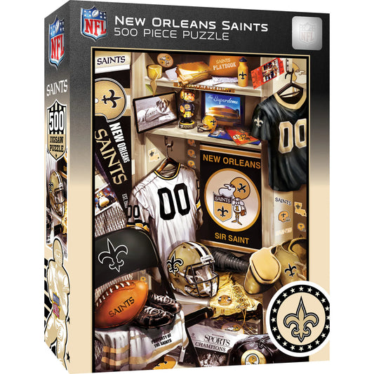 New Orleans Saints NFL Locker Room Jigsaw Puzzle, 500 pieces, 15"x21", officially licensed by the NFL, made by Masterpieces, brand new.