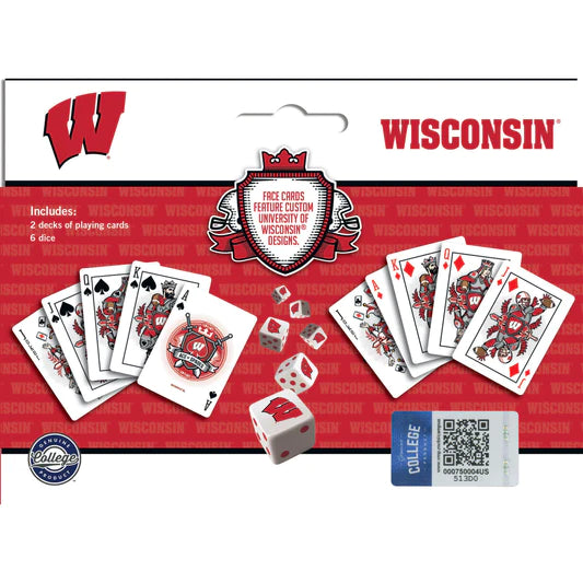 Wisconsin Badgers - 2-Pack Playing Cards & Dice Set by Masterpieces