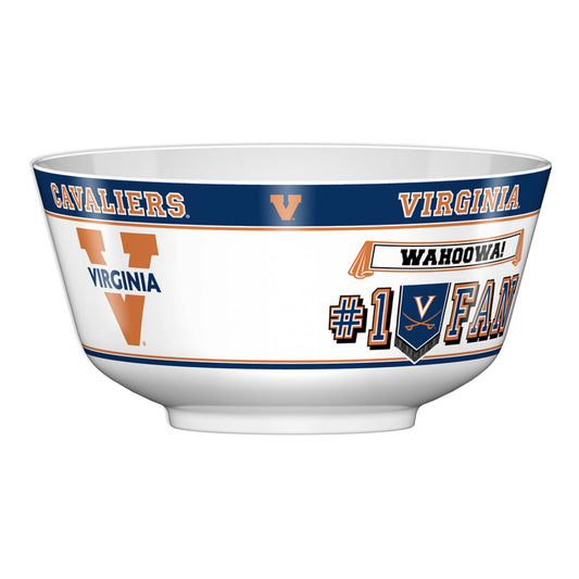 Virginia Cavaliers All JV Party Bowl, durable melamine, food-safe, measures 11.75 x 6 inches, vibrant team graphics, NCAA licensed.