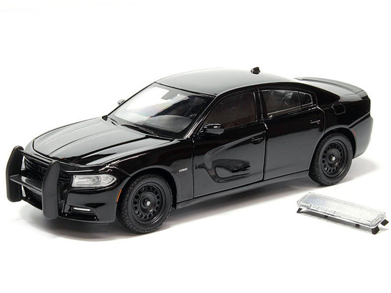 2016 Dodge Charger Pursuit Police Interceptor Black Unmarked "Police Pursuit" Series 1/24 Diecast Model Car by Welly