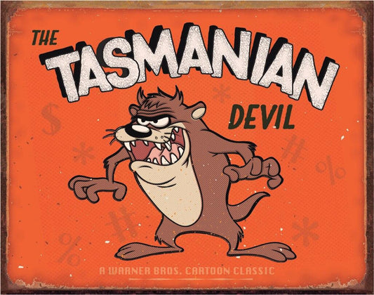 Tasmanian Devil 16" x 12.5" Distressed Metal Tin Sign - 2180