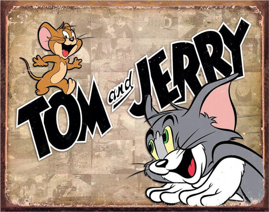 Tom & Jerry 16" x 12.5" Distressed Metal Tin Sign - 1855